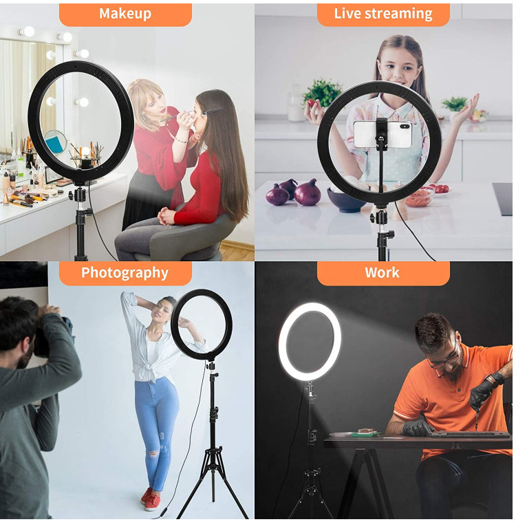 12 inch ring light with Stand and phone holder
