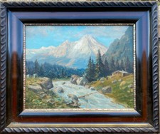 ::ÖLGEMÄLDE SIGN.OTTO SCHÄFFENACKER(1888-1964) HÜTTE AN ALPENSEE IN DEN BERGEN