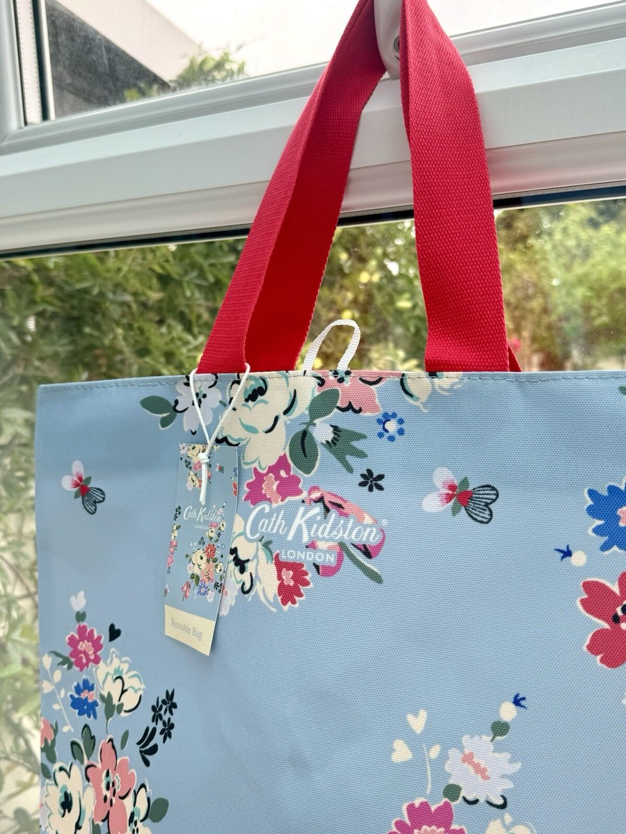Cath Kidston Designer Shopper Vintage Blue Floral Flowers Tote Bag Shabby  Chic