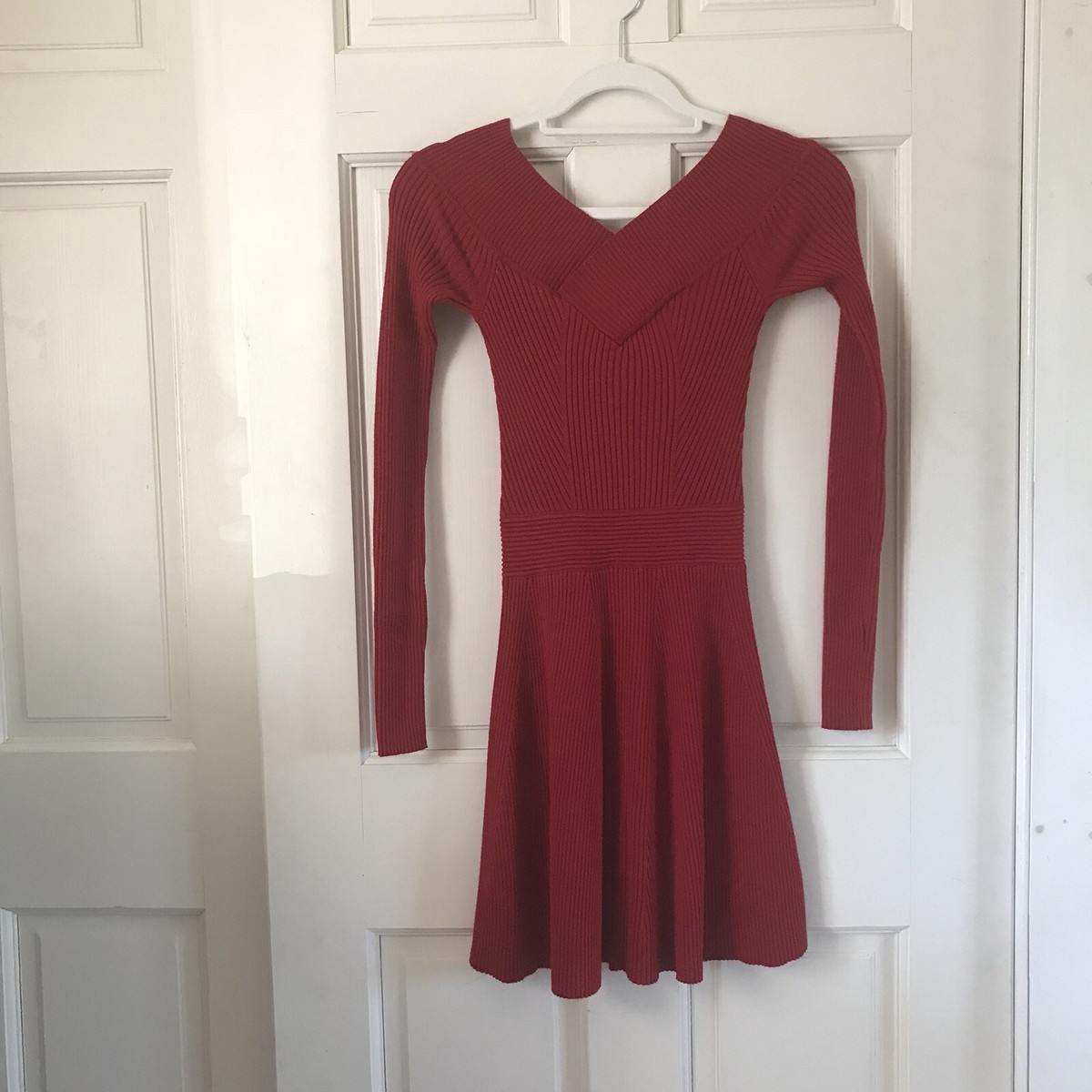 CANDIES Knit Dress Junior's Size Extra Small Red Long Sleeves | eBay