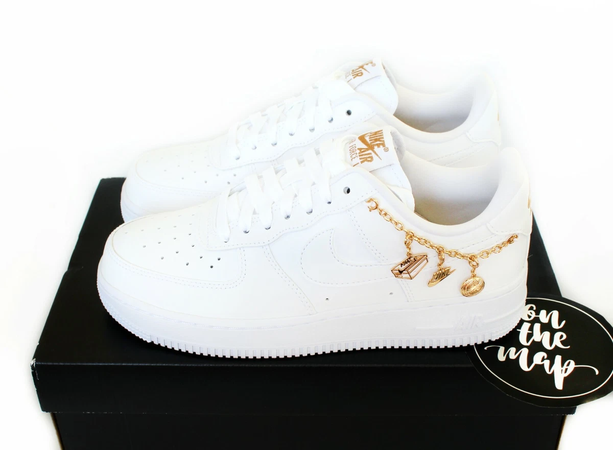 Preescolar Mala suerte apagado Nike Air Force 1 07 LX W Lucky Charms White Gold Chain UK 3 4 5 6 7 8 9 US  New | eBay