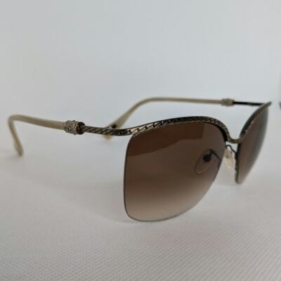 Lanvin Cat - Eye Gold Sunglasses with Rhinestone Detail and Box Lanvin Cat - Eye Gold Sunglasses with Rhinestone Detail and  main image 3