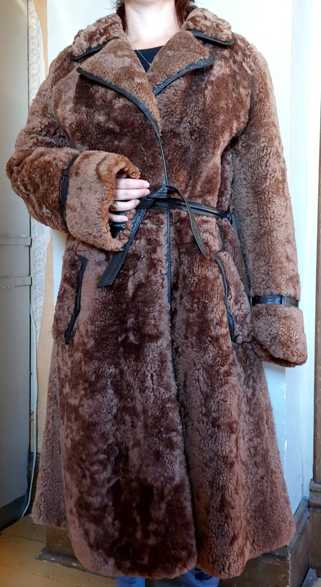 VINTAGE FURELLA HELSINKI SHEEP PERSIAN WOOL LEATHER WOMENS LONG