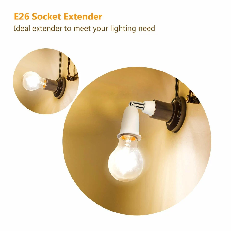 4 Pack E26/E27 Light Socket Extender 4.5 Inch Extension Adjustable Vertical 90° - Image 4 of 4