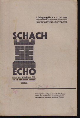 Schach Echo 7.Jg Nr.7 von 05.06.1938 - Bogoljubow gewinnt in Bad Elster