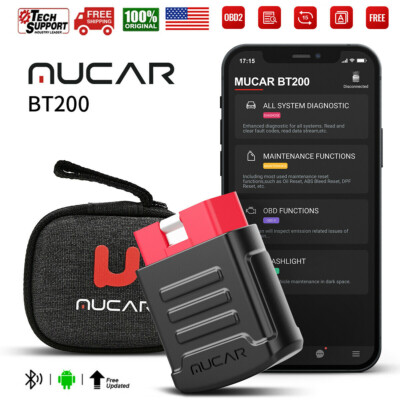 USED MUCAR BT200 All System Diagnostic Scanner Full OBD2 Modes Tester 15+Resets