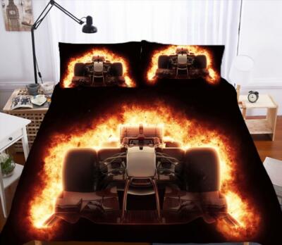 3D Flame Chair ZHUA530 Bed Pillowcases Quilt Duvet Cover Set Queen King Zoe