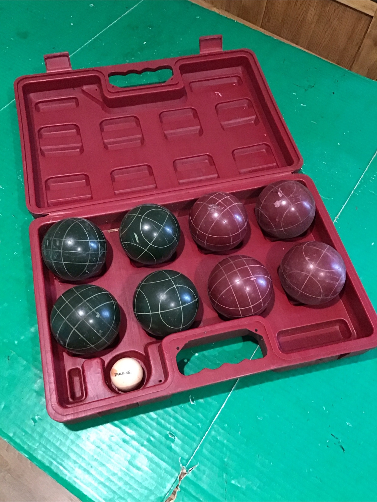 Vintage Spalding Bocce Ball Set with Case Green Burgundy Jack Ball eBay