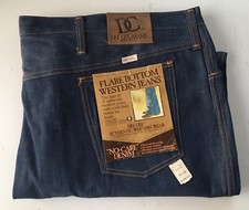 Vtg Dee Cee Flare Bottom Western Denim Jeans Cotton 1970s Mens 54x32 NOS