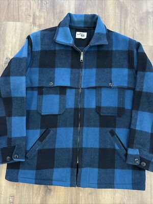 Vtg Woolrich 100% Wool Hunting Field Full Zip Jacket Coat