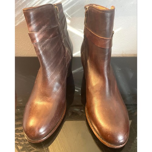 Vintage USA FRYE Women's Brown Leather Biker Boots Size 10B Preowned - Picture 2 of 13