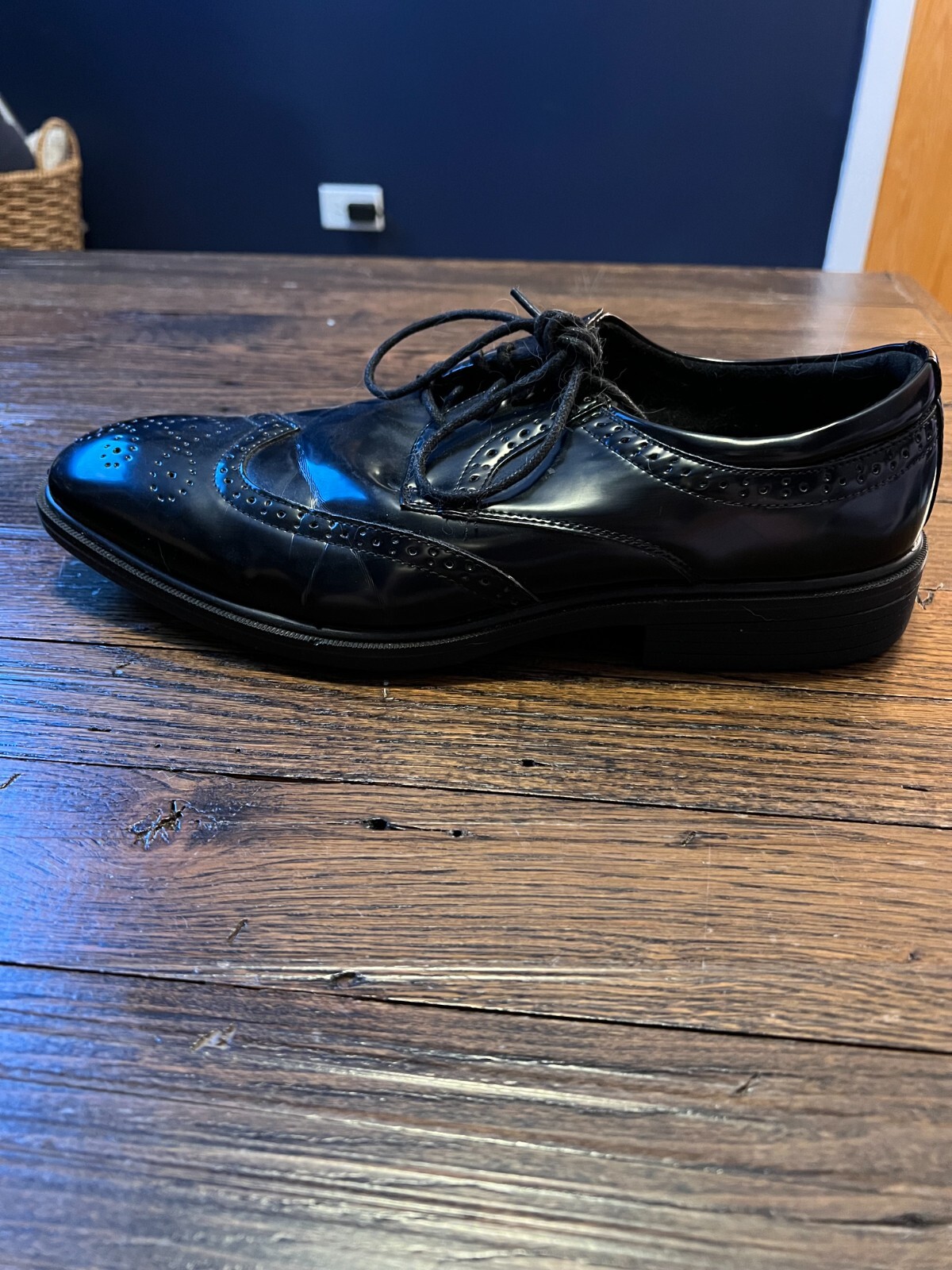 SAOLA Scarpe eleganti da uomo Oxford nere memory foam Wingtip 9 5 indossate una volta