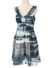 Anthropologie Sine Blue White Watercolor Sleeveless Dress size 4