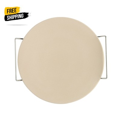 Nordic Ware 2 Piece Ceramic Pizza Stone with Steel Holder, 13'' x 13''