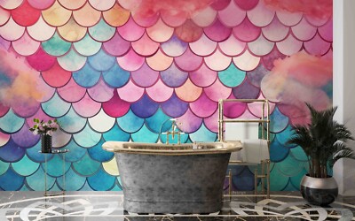 3D Fish Scale Texture Pattern Self-adhesive Removable Wallpaper Murals
