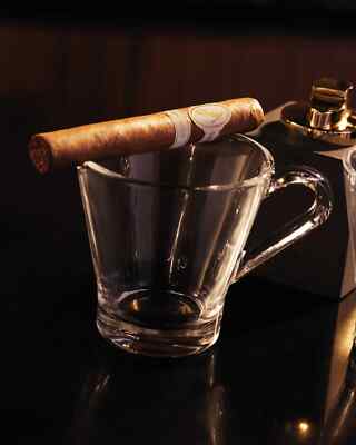 Davidoff - Pair Of Coffee Glasses with Cigar Rest Notches - New