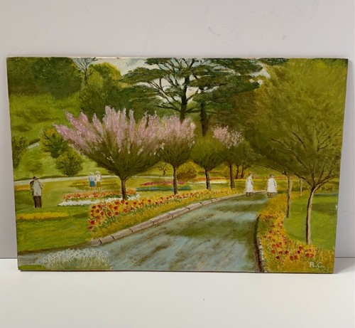 VINTAGE LANDSCAPE OIL PAINTING TRENNANCE GARDENS NEWQUAY CORNWALL R CHARLES - Picture 4 of 24