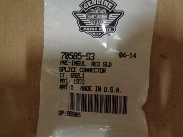 NOS Harley Davidson Lot of 8 Pre-Insulated Red Shield Splice