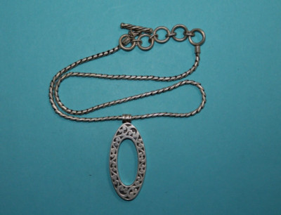 Sterling Silber Rarität Lois Hill Schnörkelarbeit Anhänger Knebel Halskette 17,5'' [054GCM]
