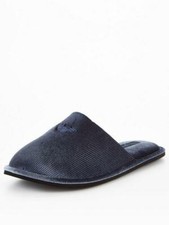 NUOVE pantofole da uomo Emporio Armani blu a costine UK TAGLIA L o XL 9,5 e 11