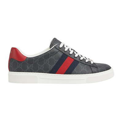 GUCCI Ace Men's Black GG Canvas With Web Sneakers New