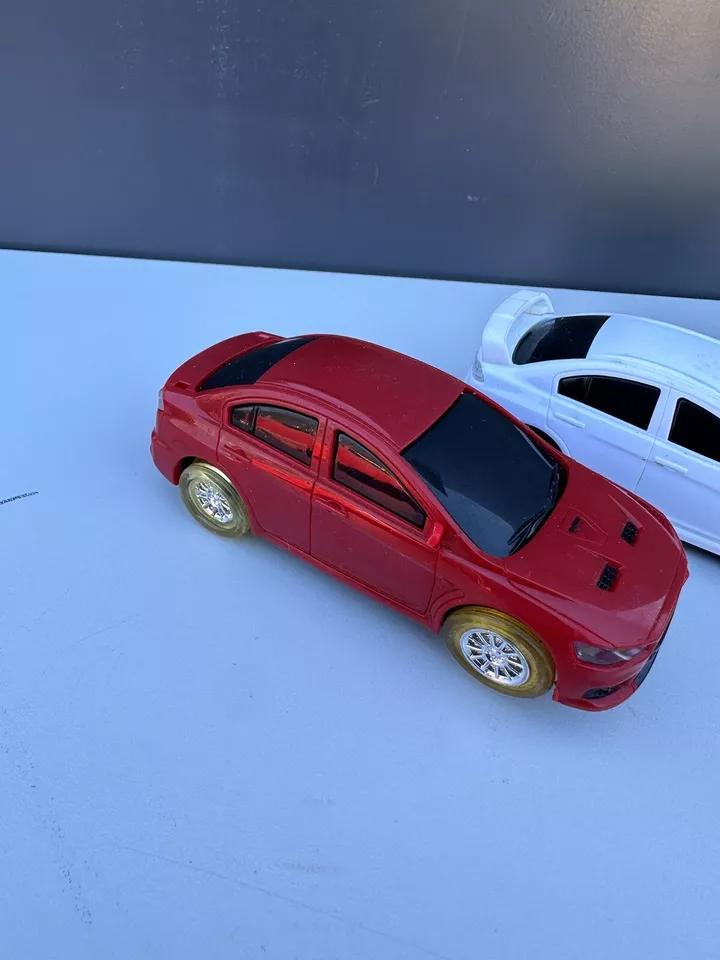 Lote De 4 Coches Ranura De Colección Racing Evo Sin Marca Verde Rojo Ranura Coches Neumáticos Foto 2 de 4