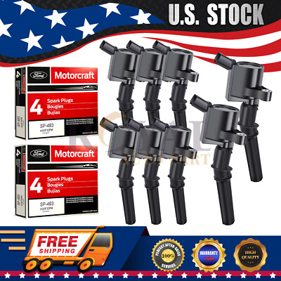 Motorcraft Spark Plugs SP493 Ignition Coils For Ford Lincoln Mercury DG508 4.6L