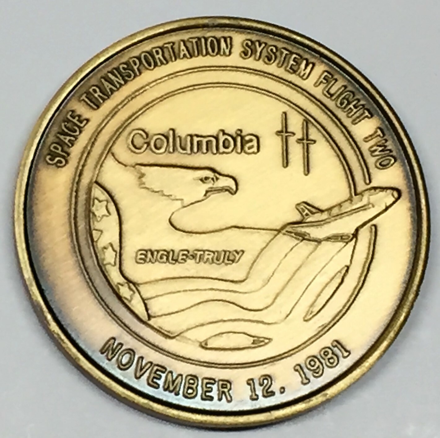 N002 NASA SPACE SHUTTLE COIN / MEDAL, COLUMBIA, STS-2 2ND TEST FLIGHT ...