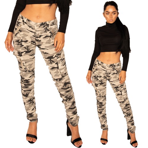 Grey Camouflage Slim Cargo Pants Low 
