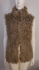 Marc CAIN Weste Fake Fur Kunstfell Gr. S 36 38 Beige Lammfell Optik Teddy Stehkr