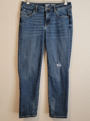 Amazon Essentials Women s Size 8 Blue Girlfriend Distressed Jeans Denim