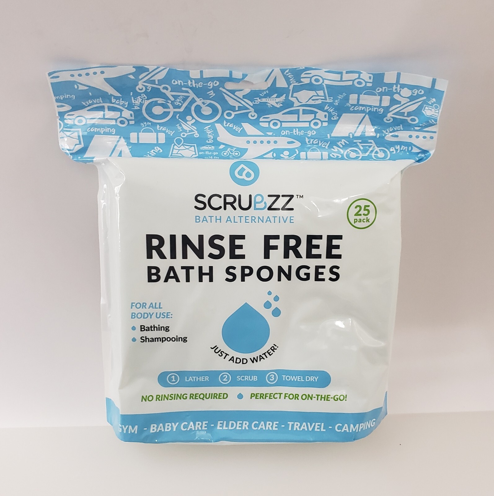 Scrubzz Bathing Wipes Disposable No Rinse Single Use 25 Pack Fragrance
