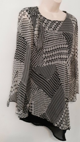 Giorgio Fiorlini Women's Collection Long Sleeve Top Blouse Blk/White Womens L - Picture 5 of 8