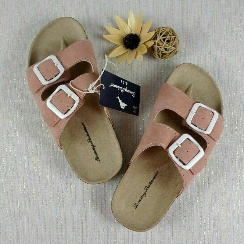 Tommy Bahama Girl's Sandals Double Strap Slip-On Shoes Blush Pink Large 1/2 NWT