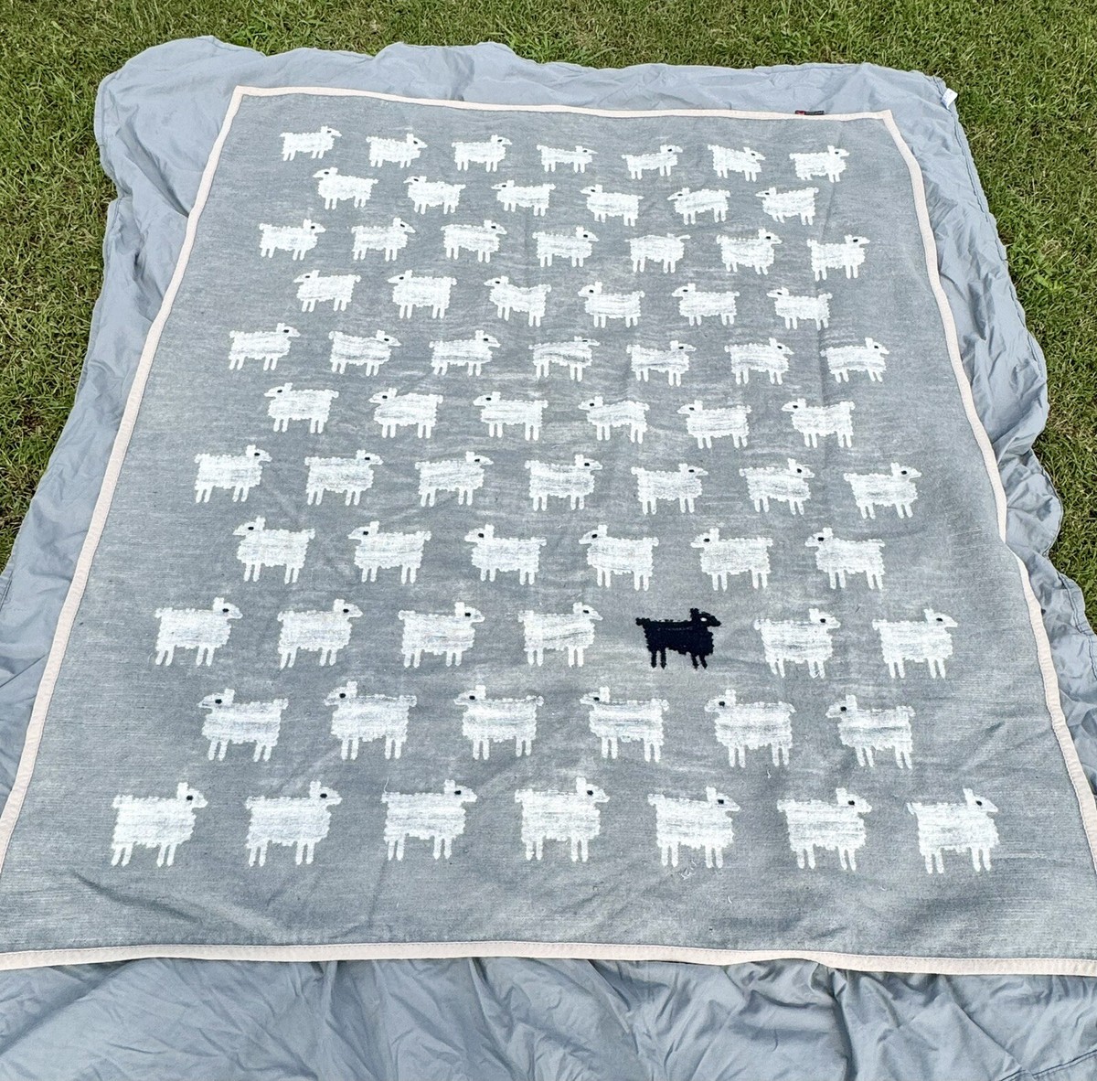 Vintage Biederlack Throw Blanket Black Sheep Soft Acrylic 58