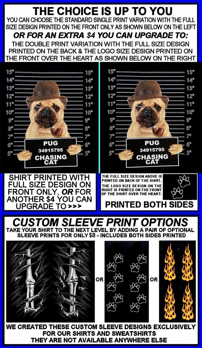 パグ様 VERY COOL PUG MUG SHOT FUNNY DOG ART LONG SLEEVE T-SHIRT WS786 | eBay