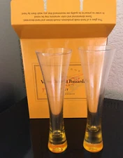2 X Veuve Clicquot Champagne TRENDY GLASS Flute x 2 VINTAGE Good Used Condition