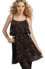 NWT Authentic Guess Phoenix Pleated Tiered Dress Leopard  Print or Black 3 5 7 9