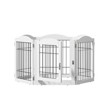24/30in H Dog Gate 6-Panel Adjustable Exercise Pen Pet Playpen Fence for Indoor