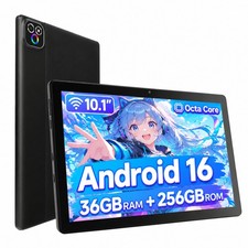 10 Inch Android 16 Tablet 36GB RAM 256GB ROM 1TB Expandable Storage 6000mAh