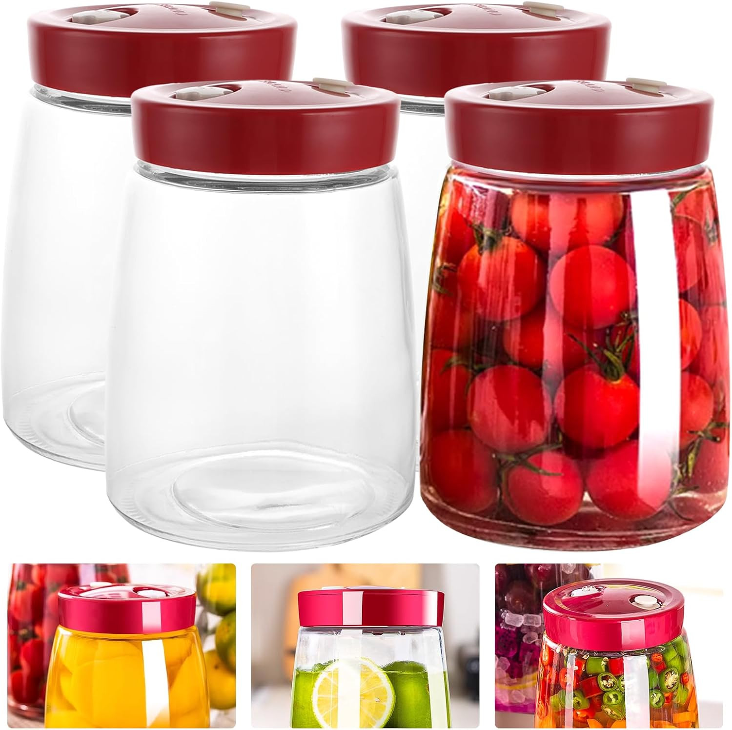 Set Fermentazione Pro 4x1.4L - Design in Vetro con Valvola Airlock