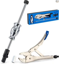 Motor Tech Vise Grip Slide Hammer, 9.8 in Locking Pliers 2 lb Slide Hammer wit