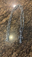 Silver Cross Pendant Necklace for Men Gothic Religious