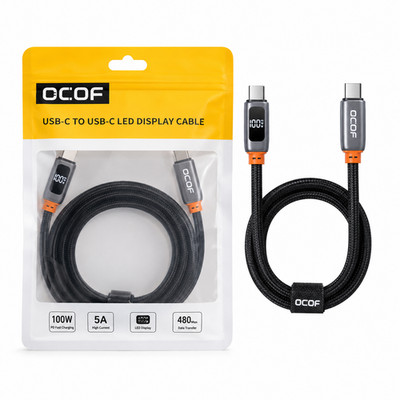 100W USB C to USB C Cable LED Display Fast Charging 5A PD Charger Cord 4FT