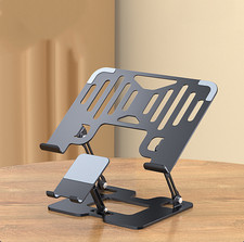 Image of Metal Portable Laptop Tablet Stand Riser Adjustable Holder 360° Desktop Holders