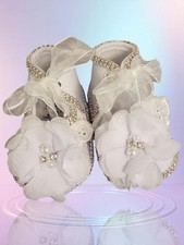 Scarpe Di Bambino Di Battesimo Con Pizzo E Le Perle Bianchi - Sandali - Foto 4