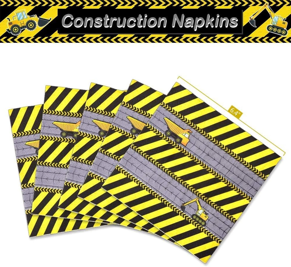 Suministros para fiestas de construcción - Juego de vajilla temática desechable para camión volquete para niño Foto 4 de 4