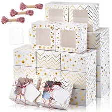 30pcs Christmas Cookie Boxes for Gift Giving, 4x4x2.5in White Bakery Boxes wi...