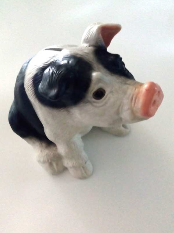 Coin Bank, "Piggy" Lefton, Rare Find Vintage 1989 with - Plug, Hand Painted