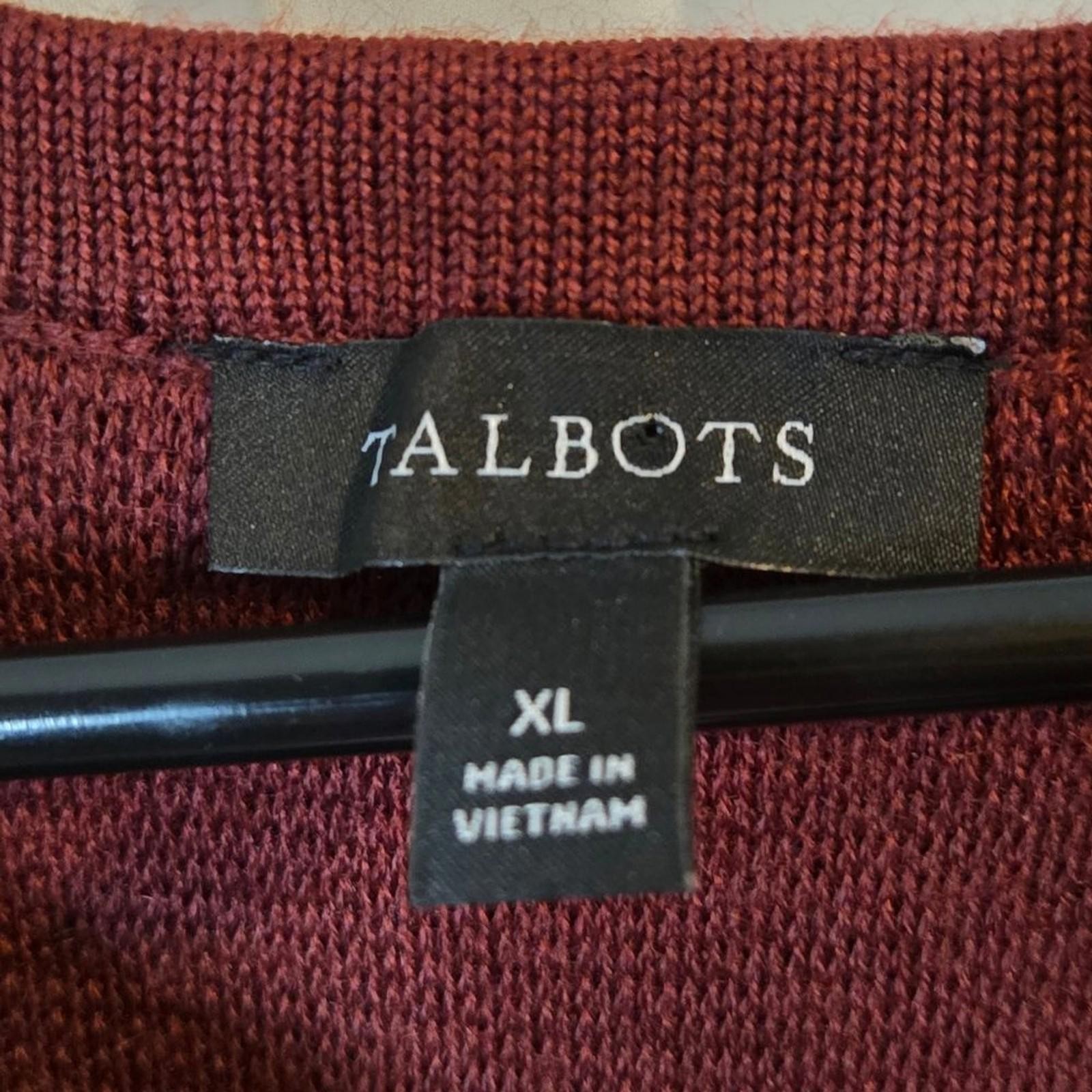 Talbots Women's Deep Red Button-Front Cropped Rib… - image 8